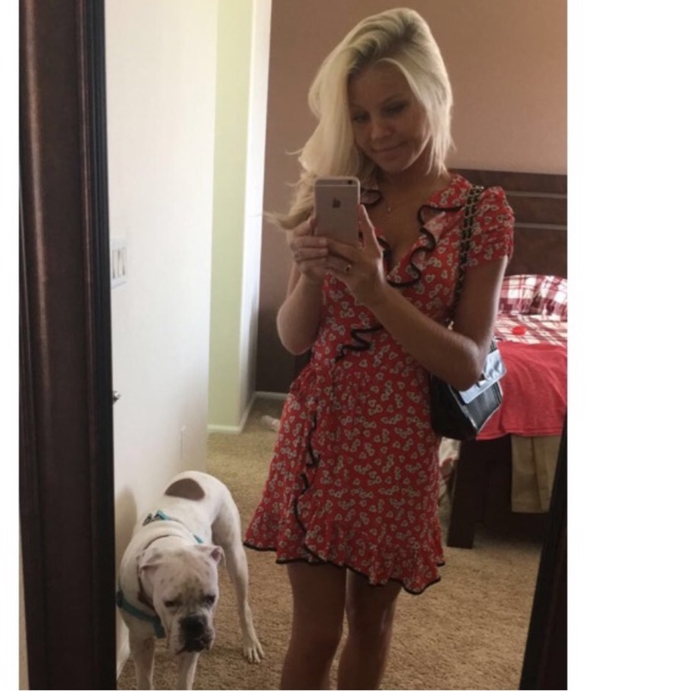 Juicy couture red heart wrap dress